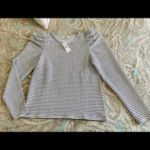 LOFT White & Navy Blue Striped T-Shirt, NWT-Size M